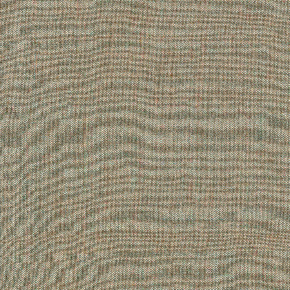 A close-up of Watercolor Wovens in Patina for Fableism, a 100% cotton fabric featuring a light brown and turquoise grid pattern with visible threads—ideal for patchwork projects.