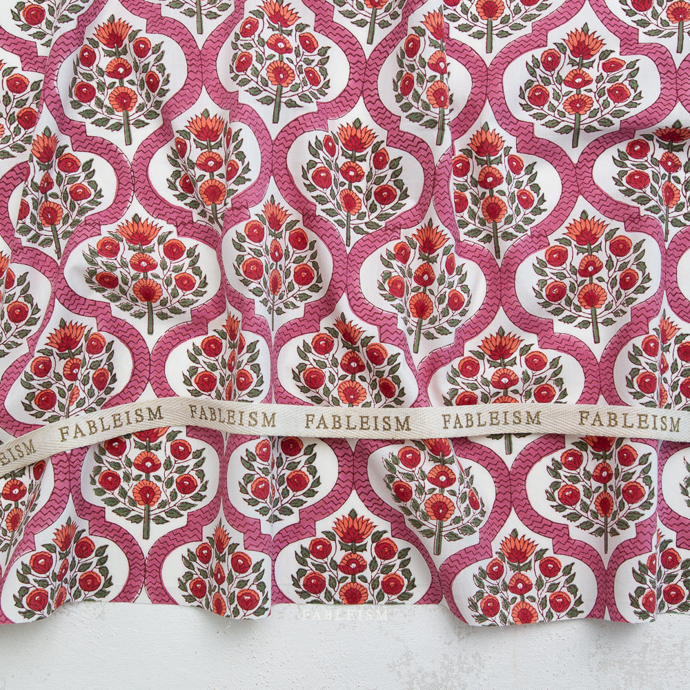 Indian Block Prints Cottage-Lattice Floral in Pink for Fableism ...
