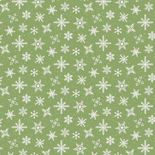 Poppie Cotton-Snowfall Green for Prairie Christmas