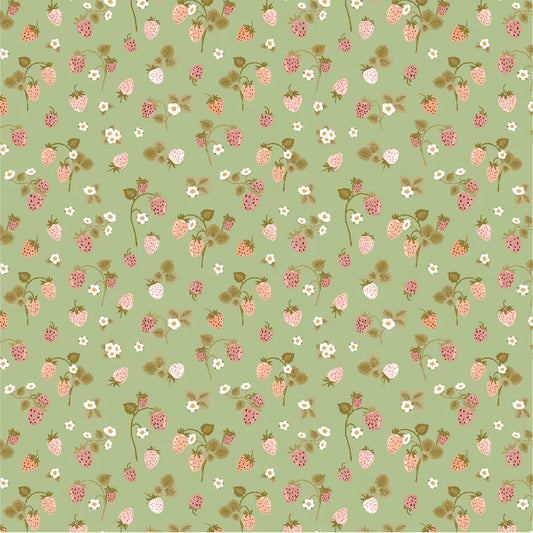 Poppie Cotton Promise Me in Strawberry Bouquet Green